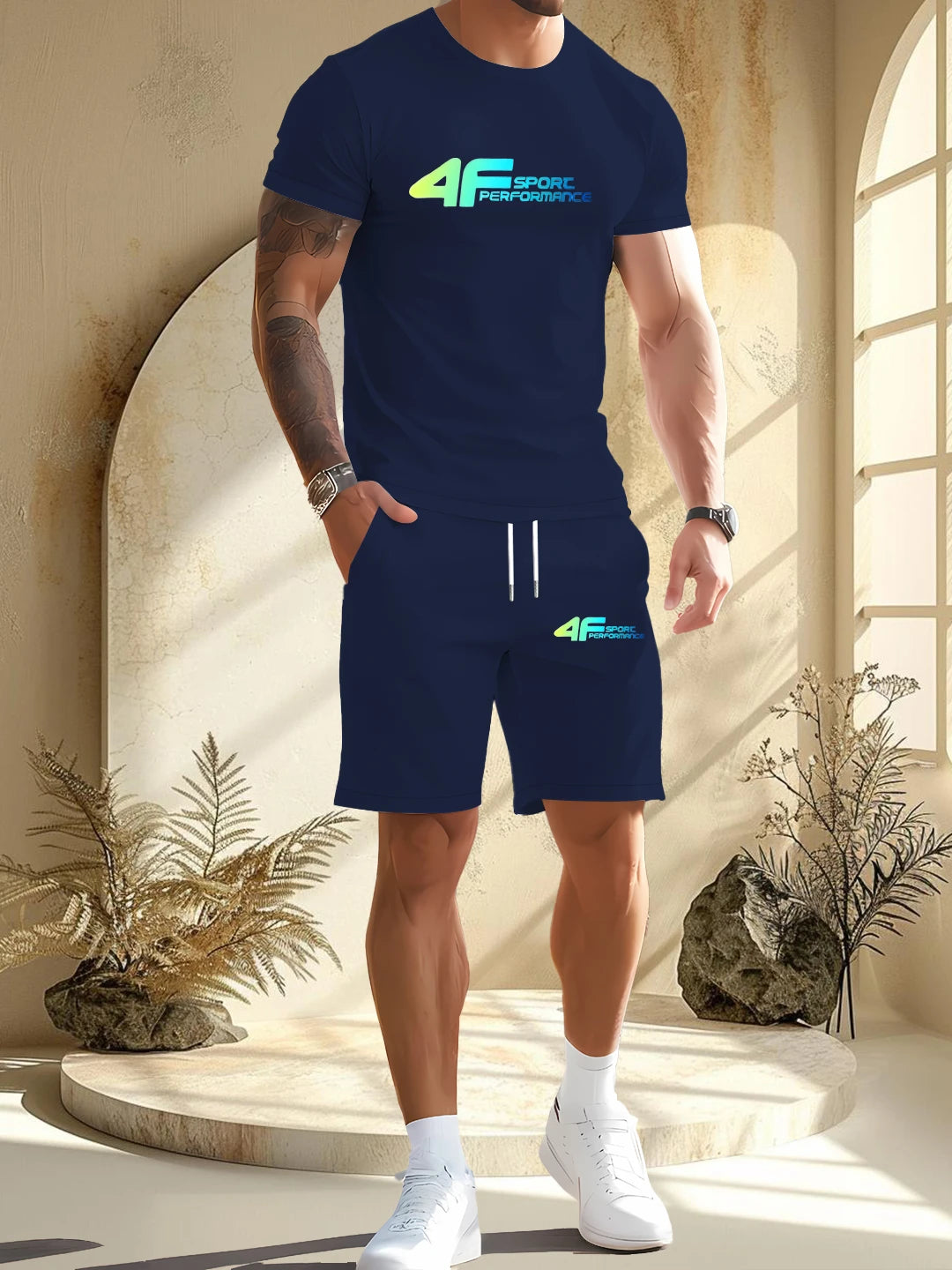 2025 Mens Summer Casual Suit Textured Color Short Sleeve Outdoor Street Fashion Shorts Two Piece Pocket Loose