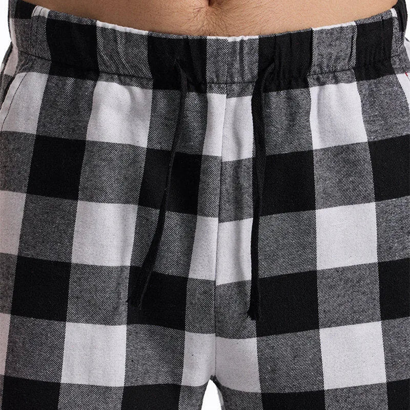 Black and white checkered shorts with a close-up view.