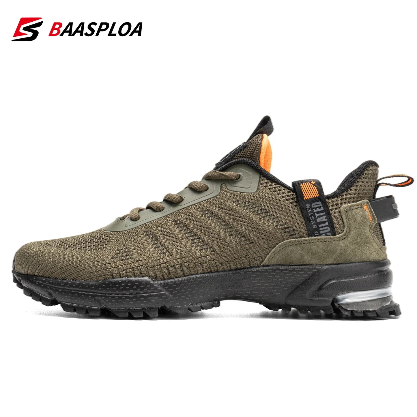 Baasploa men's mesh breathable running shoes – lightweight non-slip sneakers in plus size green