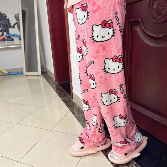 Hello Kitty Fleece Coral Pajama Pants   -pink
