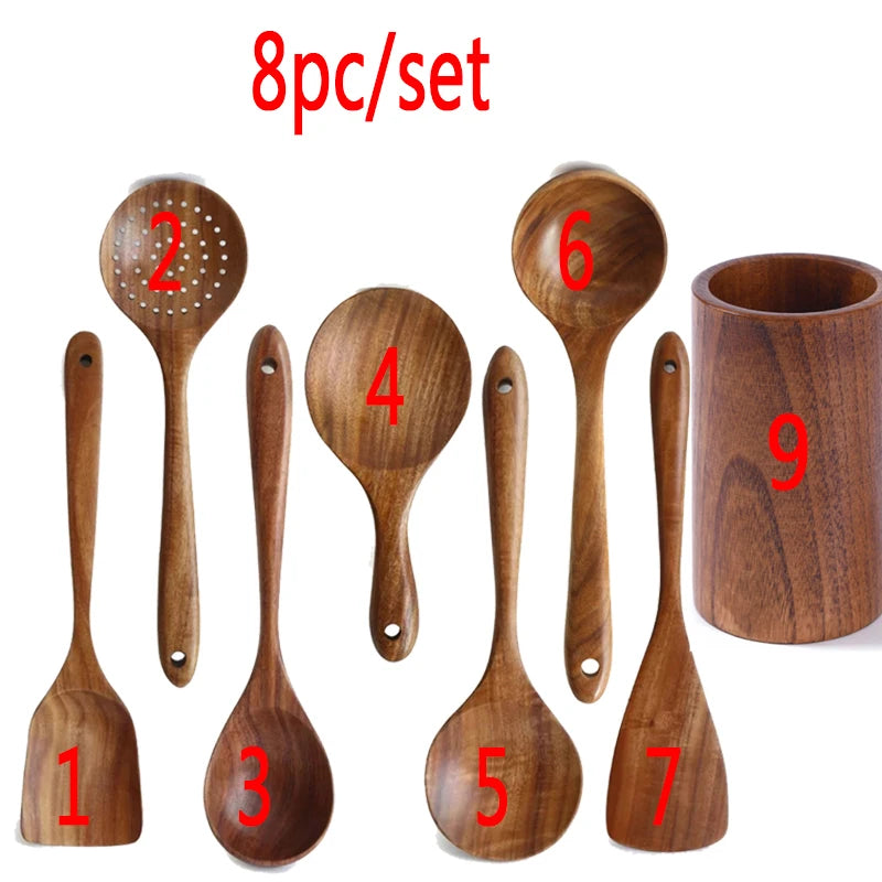 Thailand Teak Wooden Kitchen Utensils – Spoon, Ladle & Turner