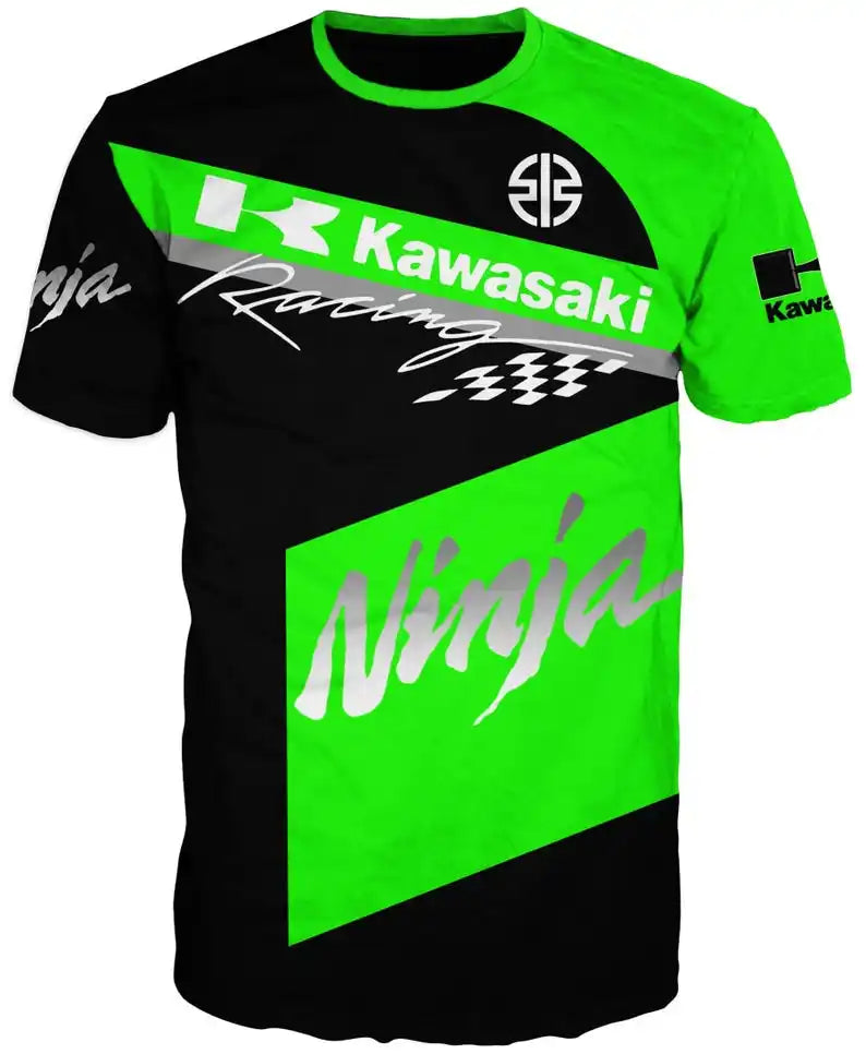 Kawasaki motorcycle race men’s and women’s printed T-shirt 2025 sport fast-drying breathable long sleeve shirt with Moto men’s summer cotton shorts ninja