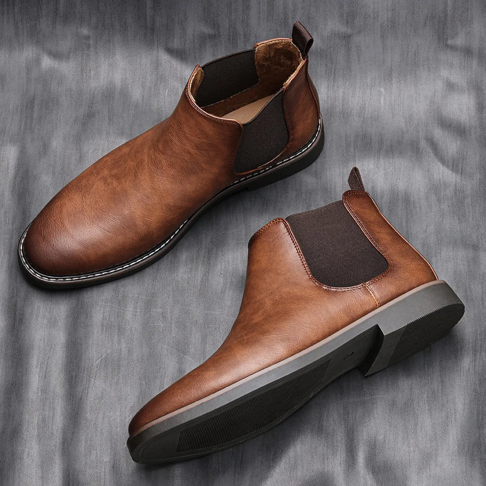 Men’s Retro Leather Ankle Boots – Comfortable 2026 Fashion Boots