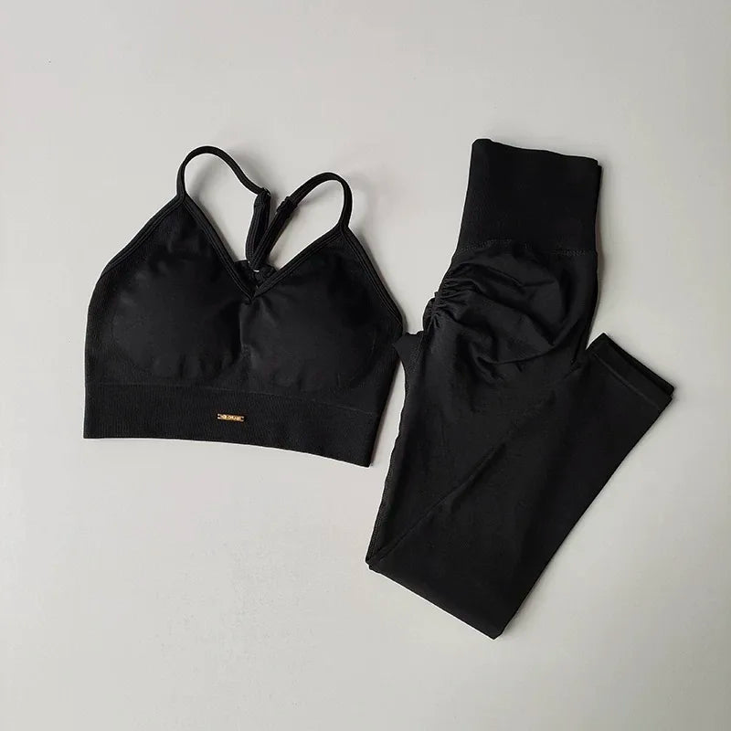 Women’s peach high‑waisted hip‑lifting exercise suit with shockproof sports top 5321
