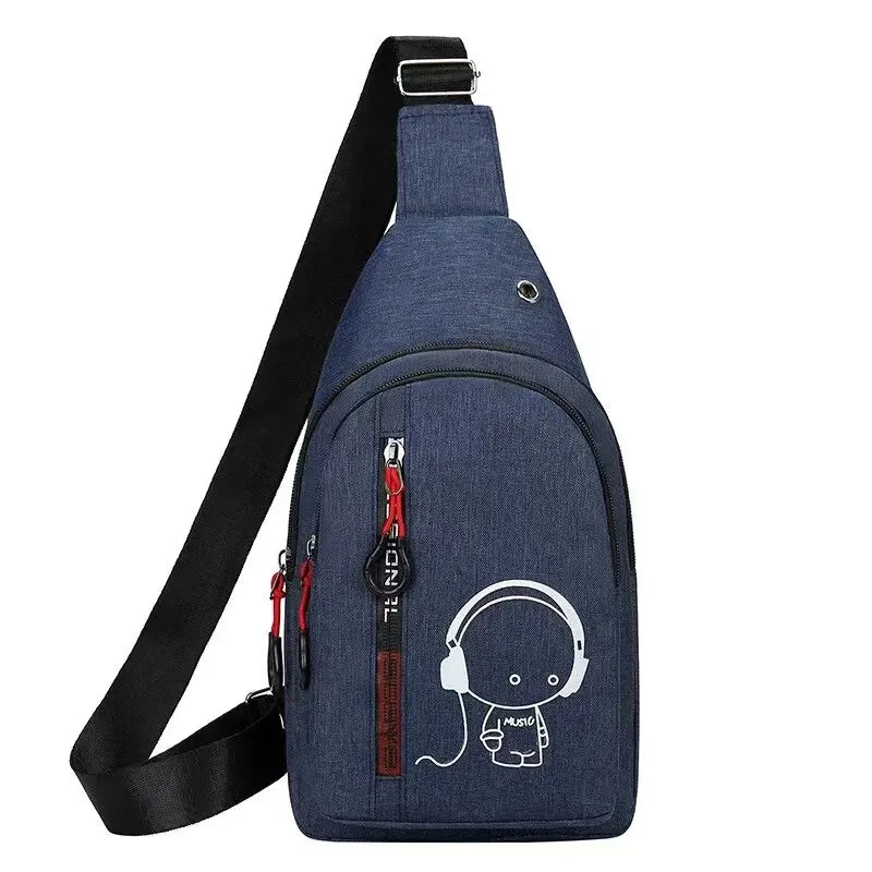 New Casual Fashion Male Shoulder Chest Bag - blue