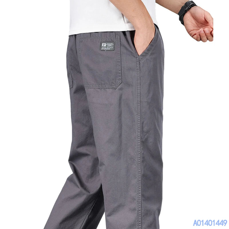 Big Size Mens Casual Pants Relaxed Fit Cotton Trousers Elastic Waist Drawstring Sweatpants Mens Jogger Pants Summer Spring 4578654