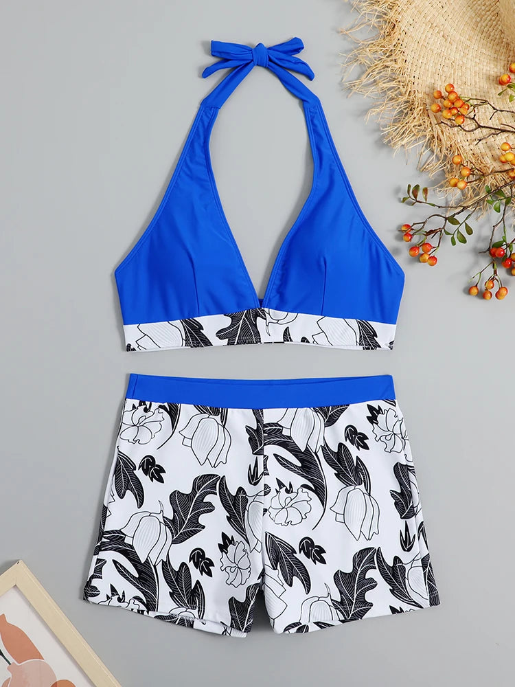 Women’s Halter Bikini Set | High Waist Printed Swimwear
