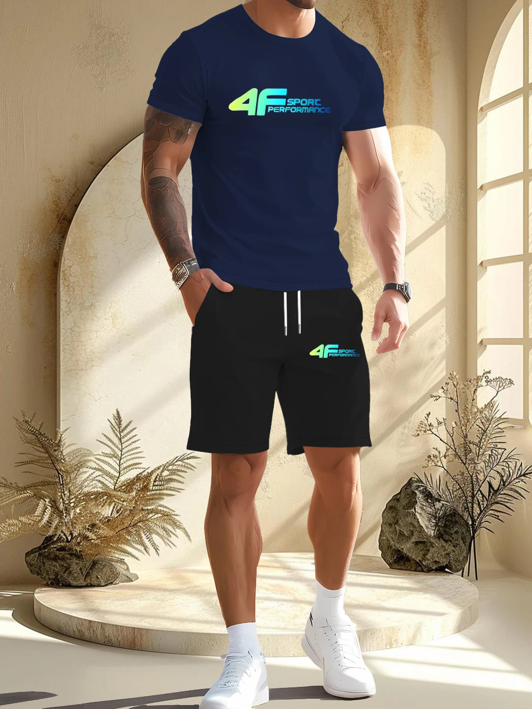 2025 Mens Summer Casual Suit Textured Color Short Sleeve Outdoor Street Fashion Shorts Two Piece Pocket Loose