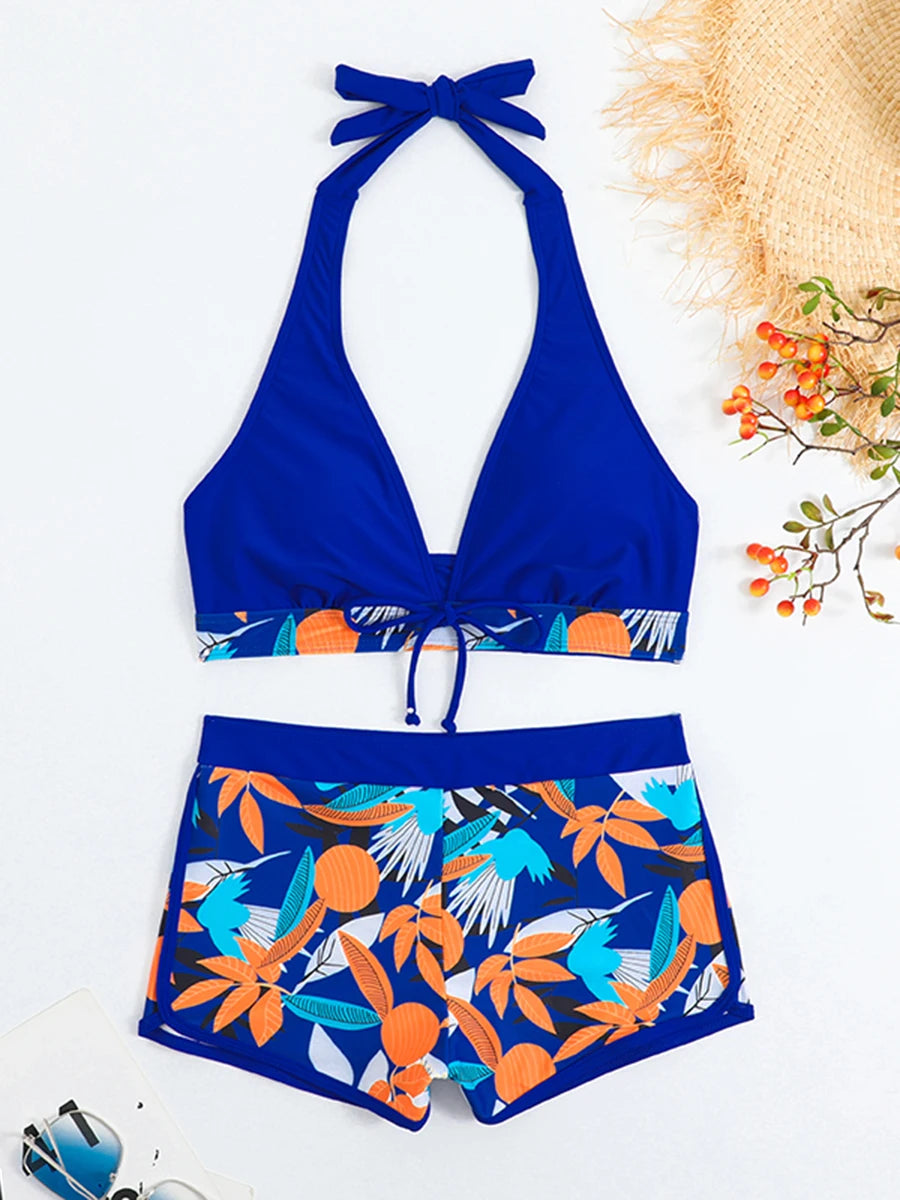 Women’s Halter Bikini Set | High Waist Printed Swimwear