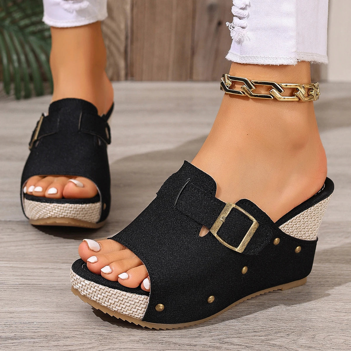 Summer Trend Women Sandals Retro Peep Toe Wedges Shoes Women Roman Open Toe Platform Shoes Luxury Casual Designer Sandals Women