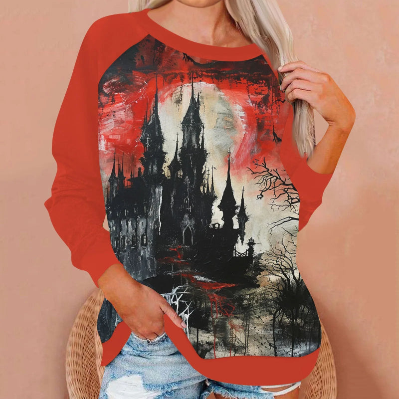 Women'S Halloween Theme Print Tops - 6