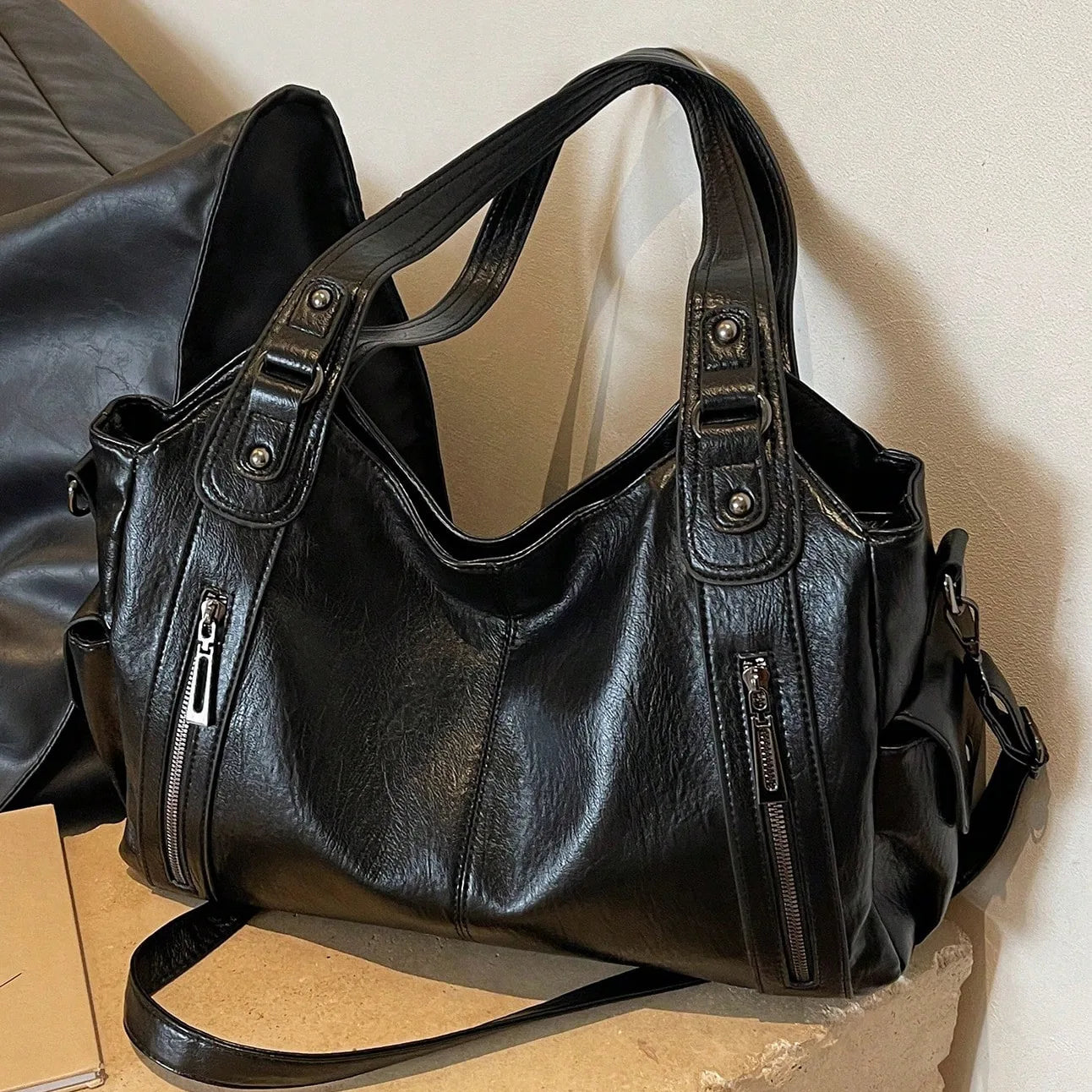 Two Layer Large Capacity Shopping Bag Women's Handbag High Quality Soft Leather Tote Bags Fashion Retro Female Shoulder bolsa 가방
