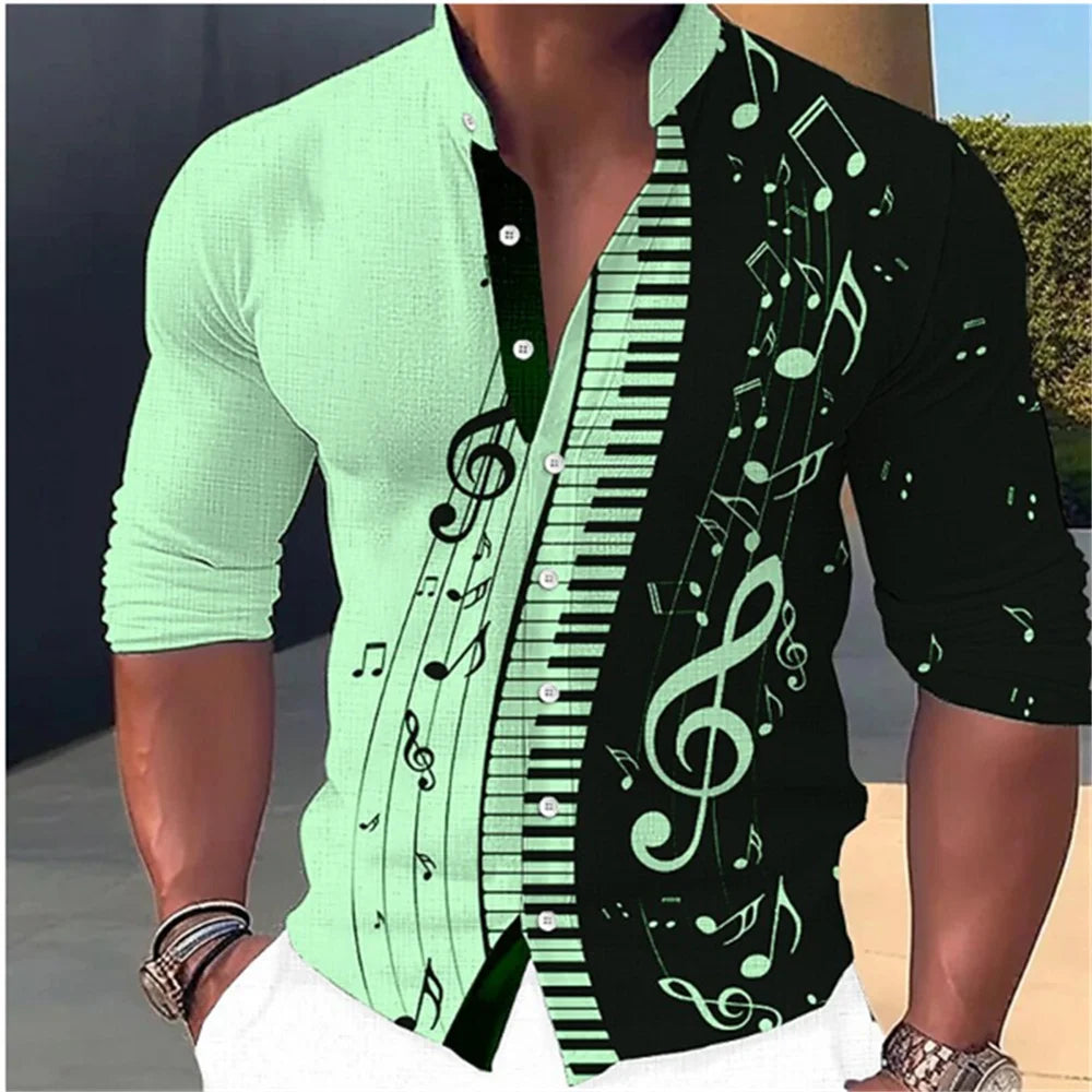 Men’s Standing‑Neck Long Sleeve Shirt – Soft Casual Fashion Top