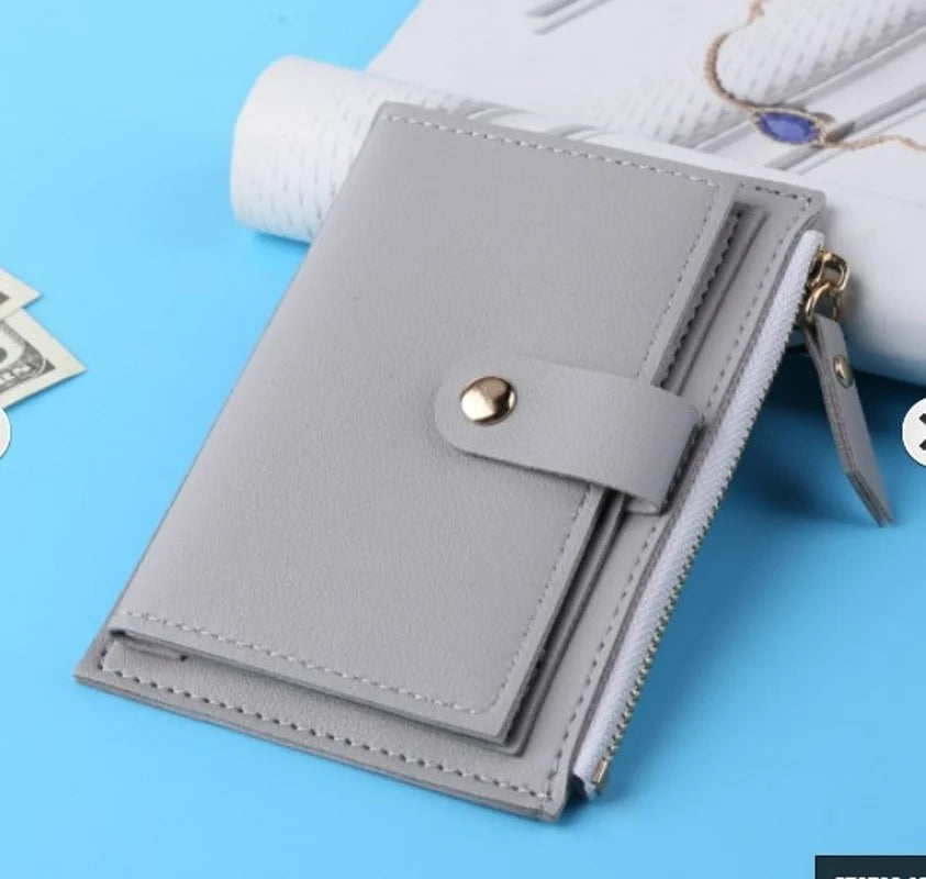 Women's PU leather mini wallet with zipper, hasp, and multi-card slots- 003