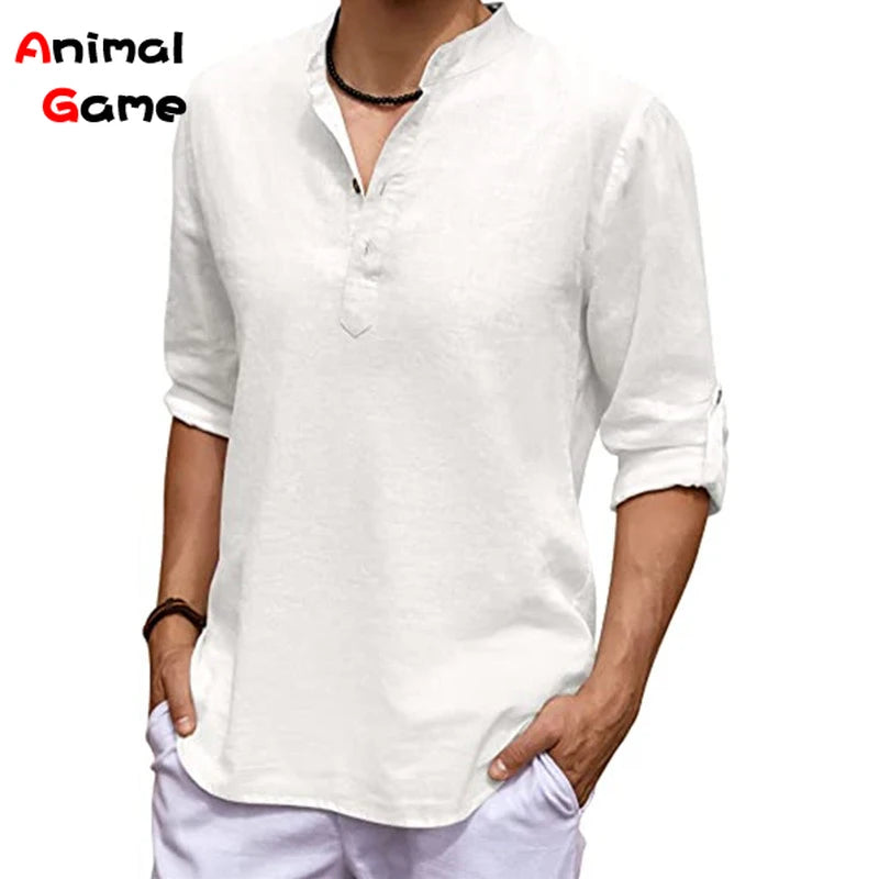 Person wearing a white long-sleeve shirt with 'Animal Game' branding.