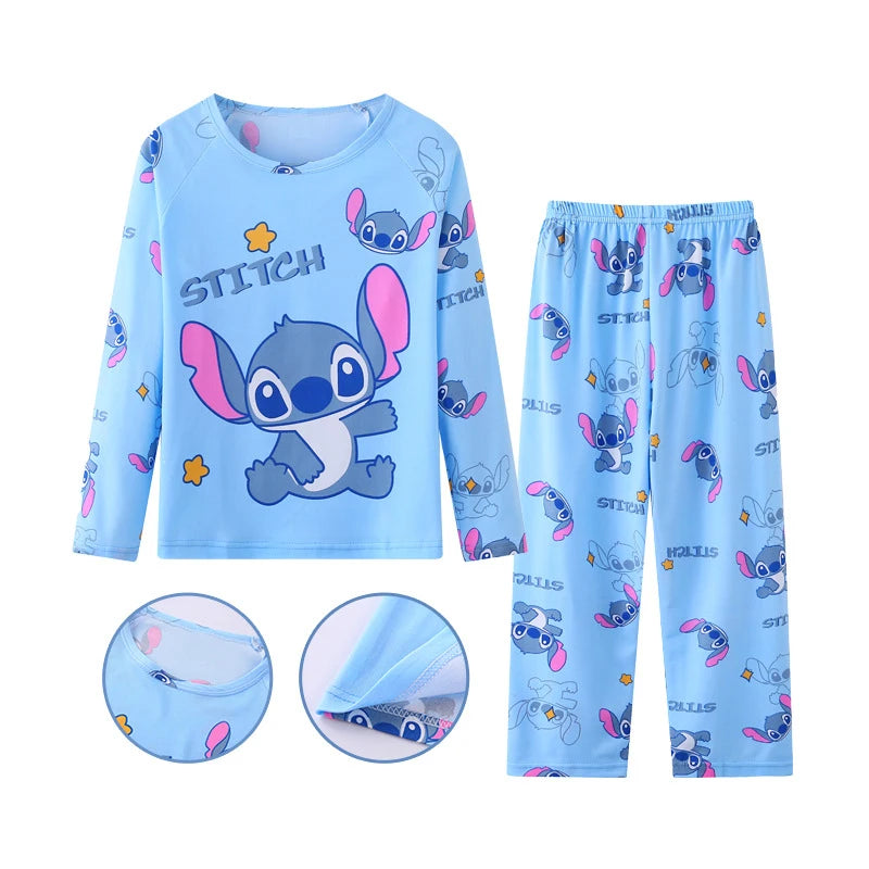 Children's pajama set with Stitch design on a blue background