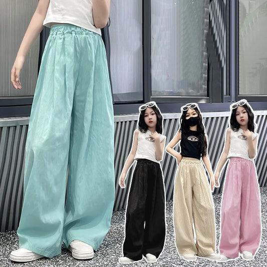 Person wearing a long light blue skirt with three smaller images of a person in different skirts below.