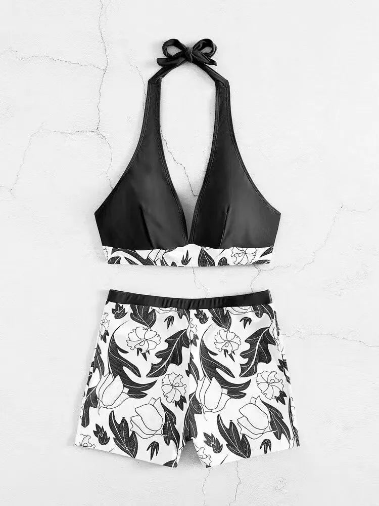 Women’s Halter Bikini Set | High Waist Printed Swimwear
