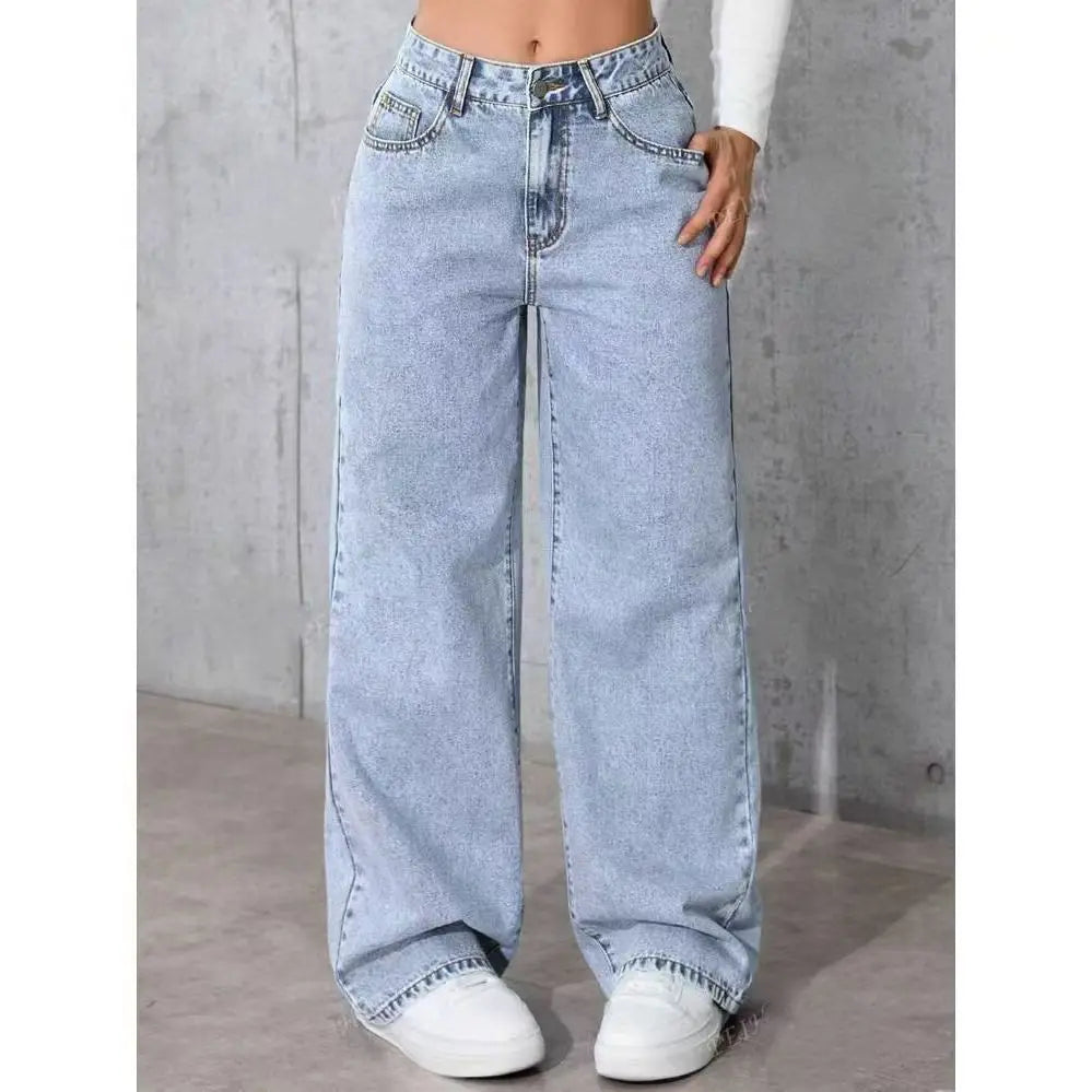 Women’s Plus Size Wide Leg Jeans | High Waist Denim Pants
