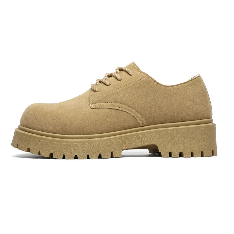 Beige platform shoe on a white background