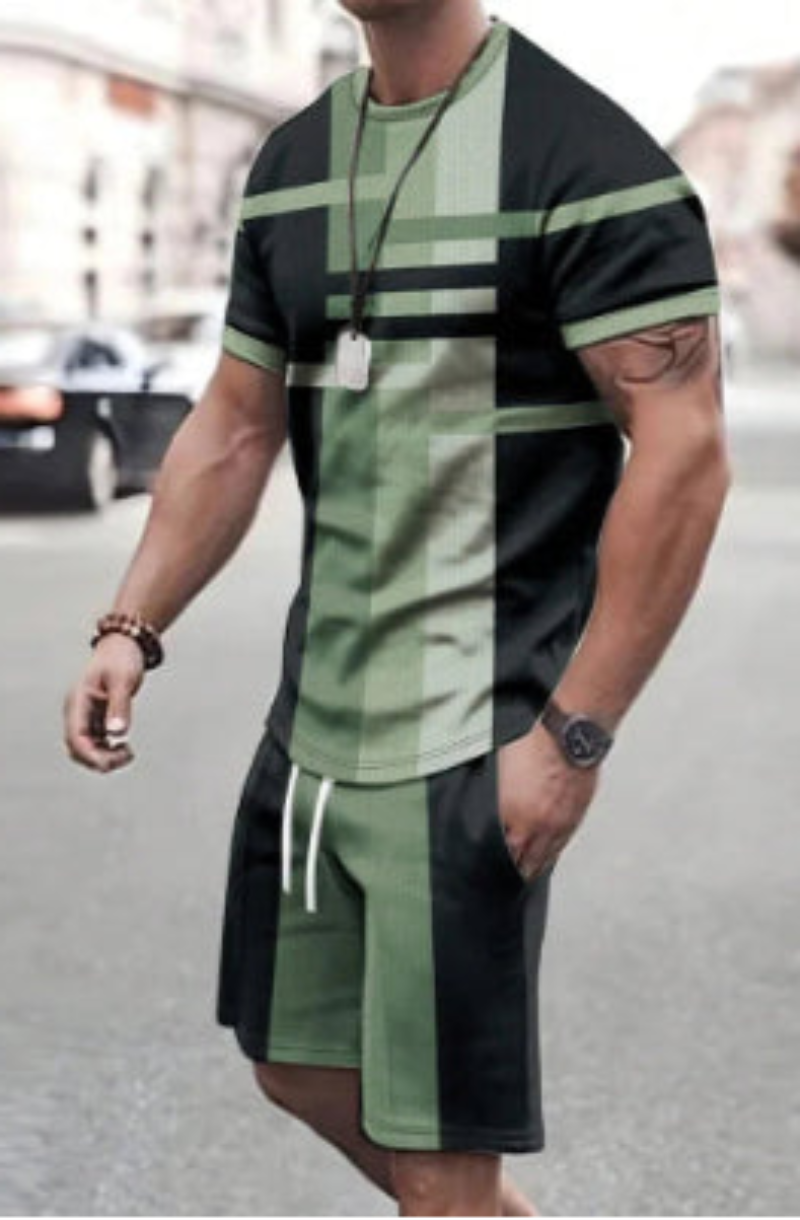 New Men’s Fashion Sportswear Set. - green and black