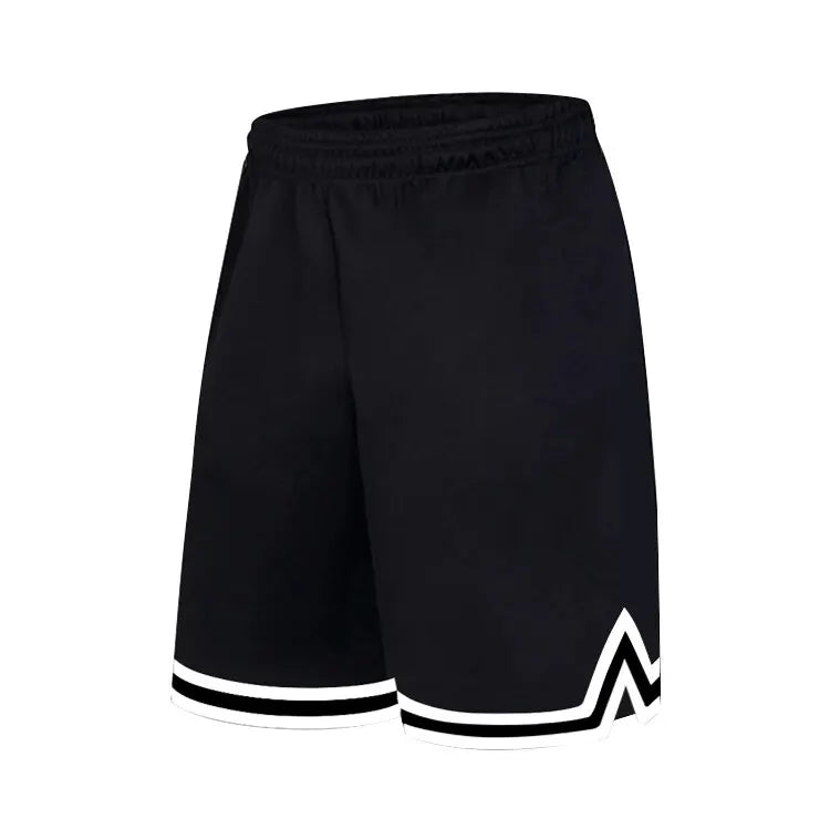 Black shorts with white accents on a white background