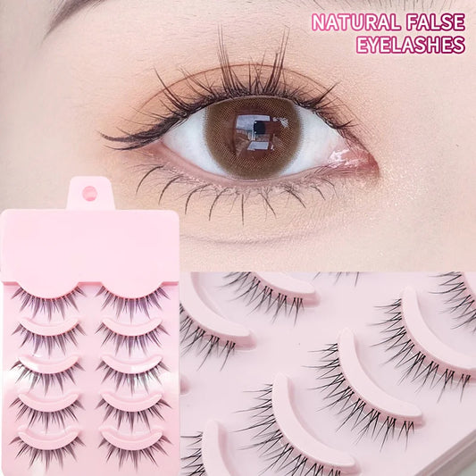 False eyelashes with a pink case and close-up of an eye wearing them.