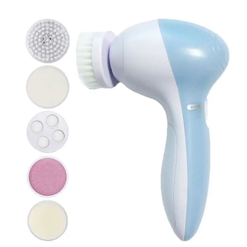 Electric Facial Cleaner 5 IN 1 Brush  - blue
