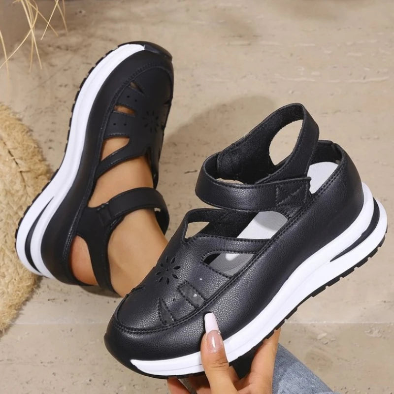 Women's Shoes 2025 Hot Sale Closed Toe Women's Sandals Casual Rome Sandals Women Hollow Platform Wedges Plus Size Shoes Female