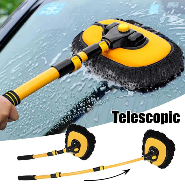 Telescoping car wash mop with long handle and bendable brush for easy cleaning  -1