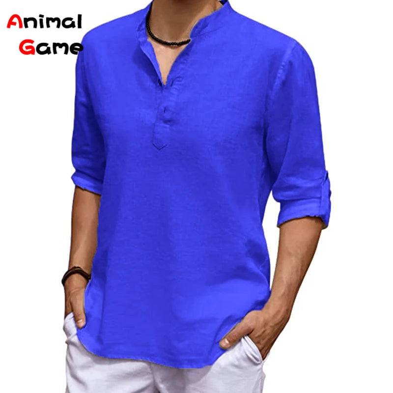 Blue shirt worn by a person on a white background with 'Animal Game' branding.