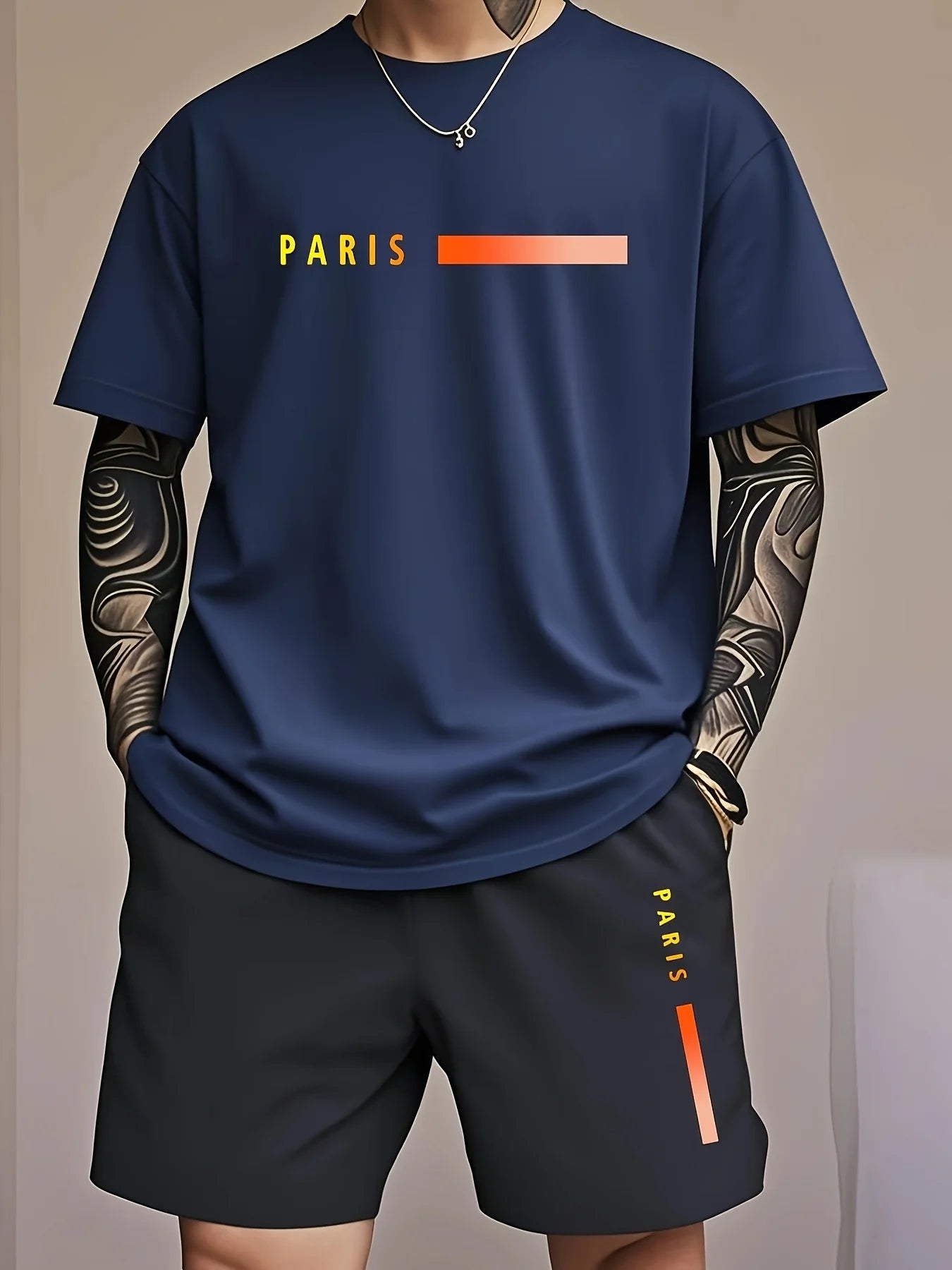 New Summer Men's Casual T-Shirt and Shorts Two-Piece Set Relaxed Fit Men's Short-Sleeve Breathable Athletic Set Two-Piece Set