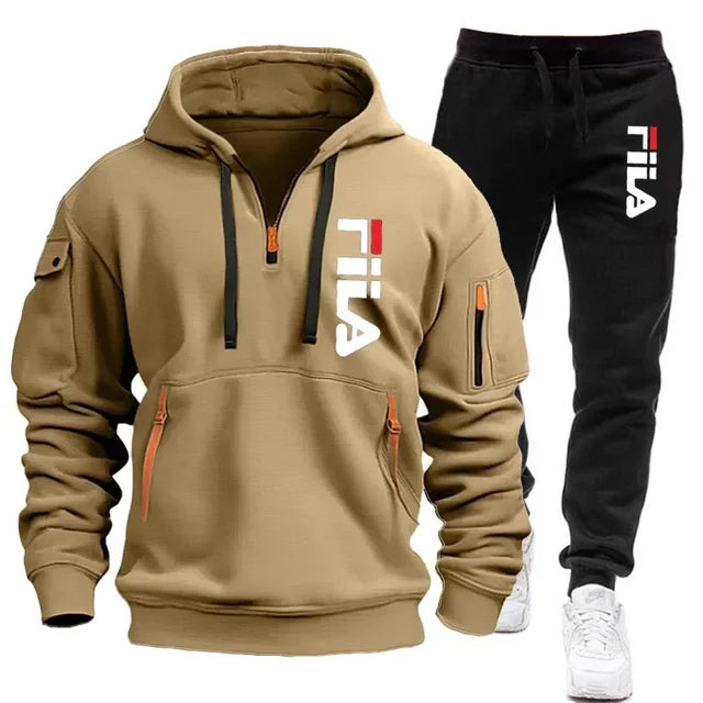 Fila hoodie and pants set on a white background