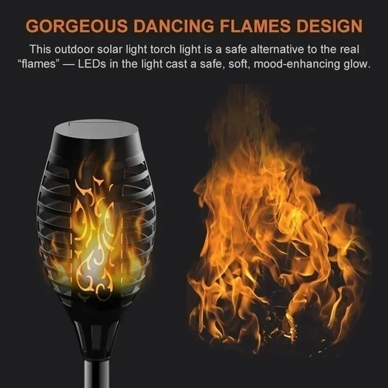 Waterproof solar flame torch lights for garden, patio, and path decoration. - flames