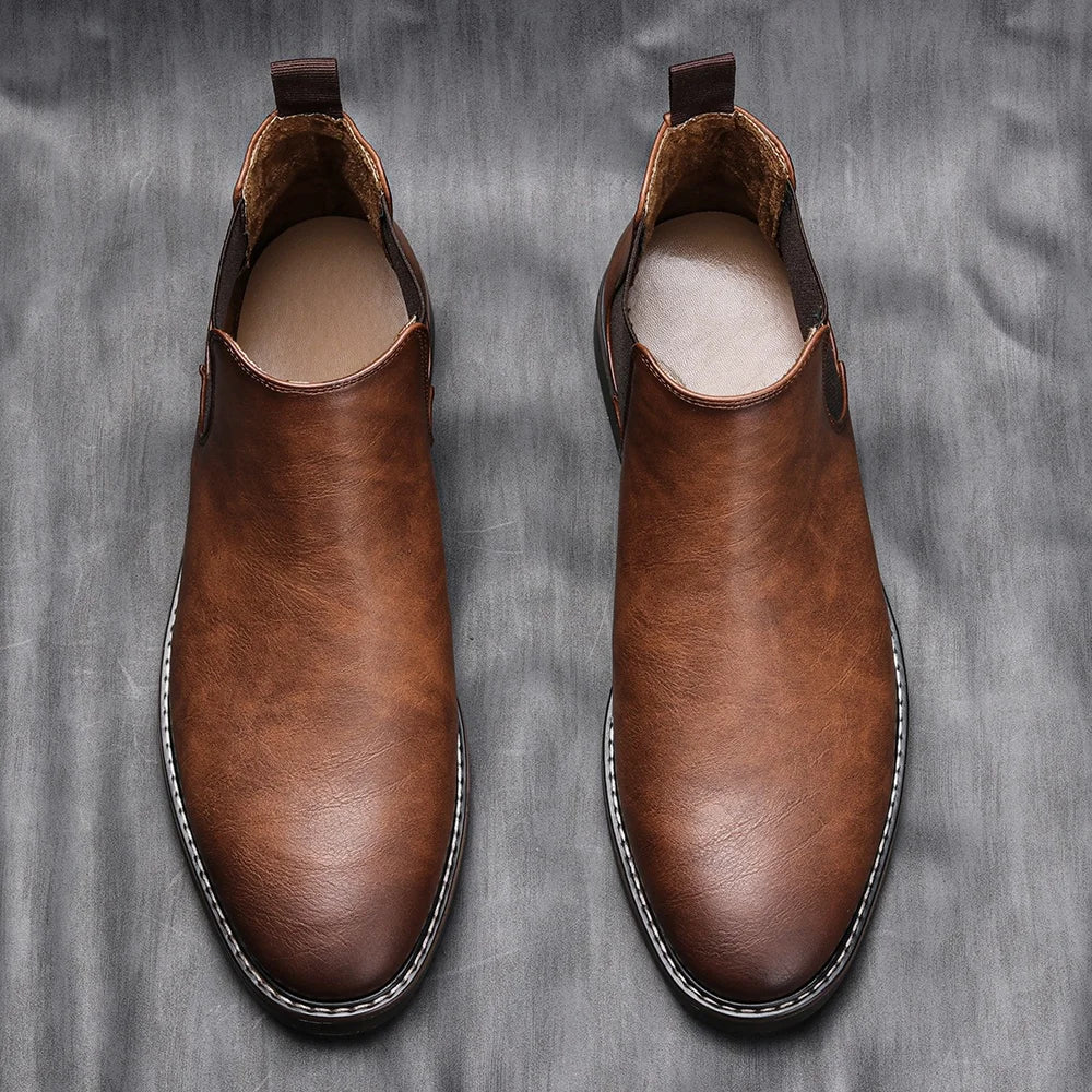 Men’s Retro Leather Ankle Boots – Comfortable 2026 Fashion Boots