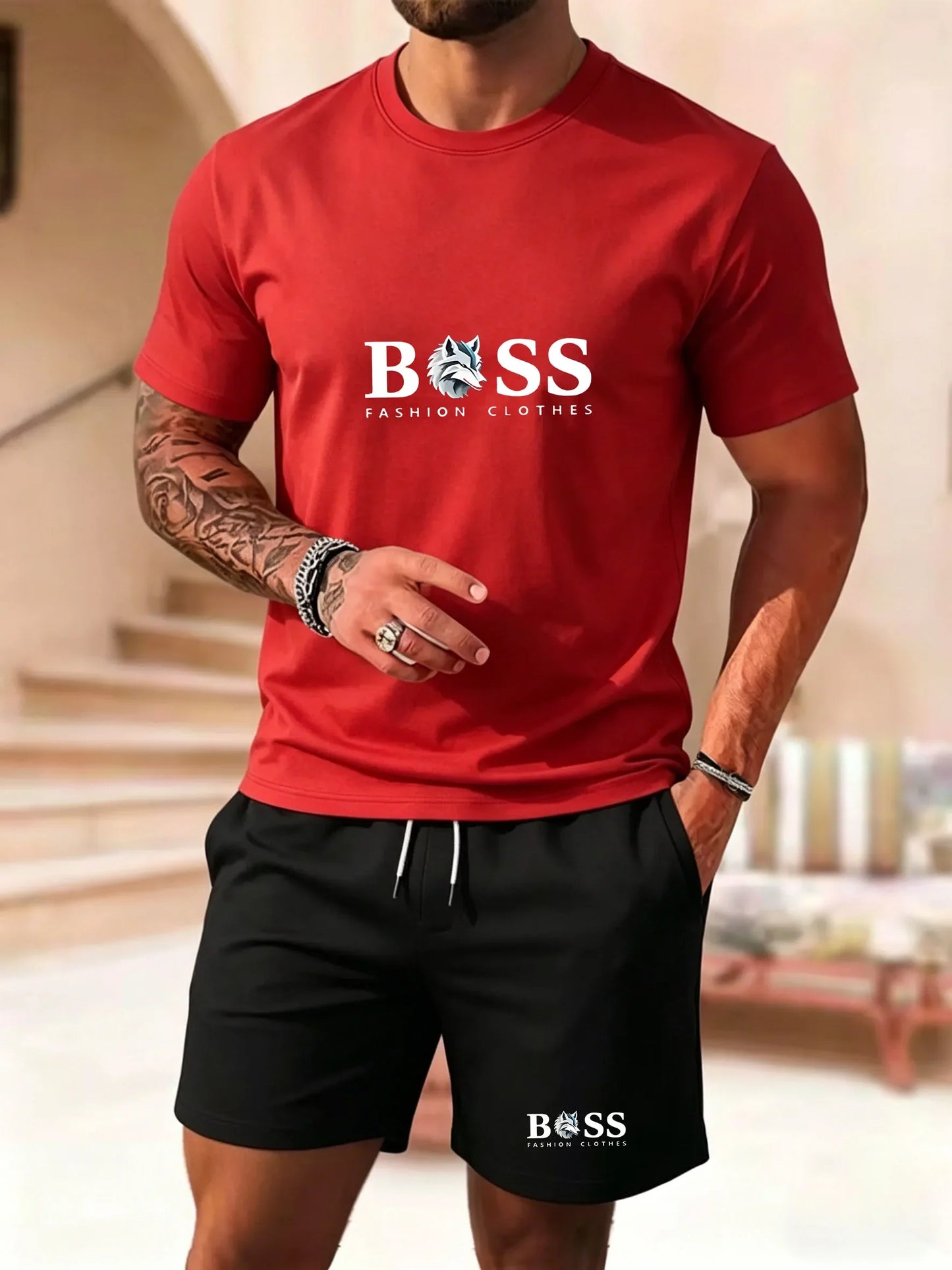Men's two-piece sportswear short sleeved T-shirt and pants set running fitness sportswear 2026 summer promotion