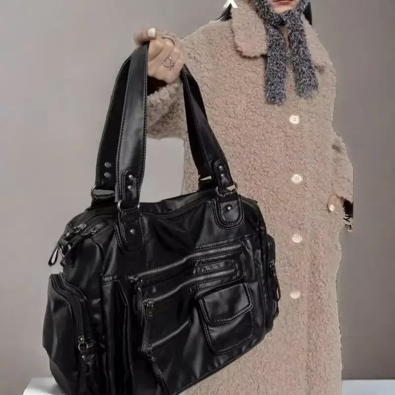 Women Tote Bags 2025 Trend Large Capacity Crossbody Shoulder Bags Moto Style Multi Pockets Commute