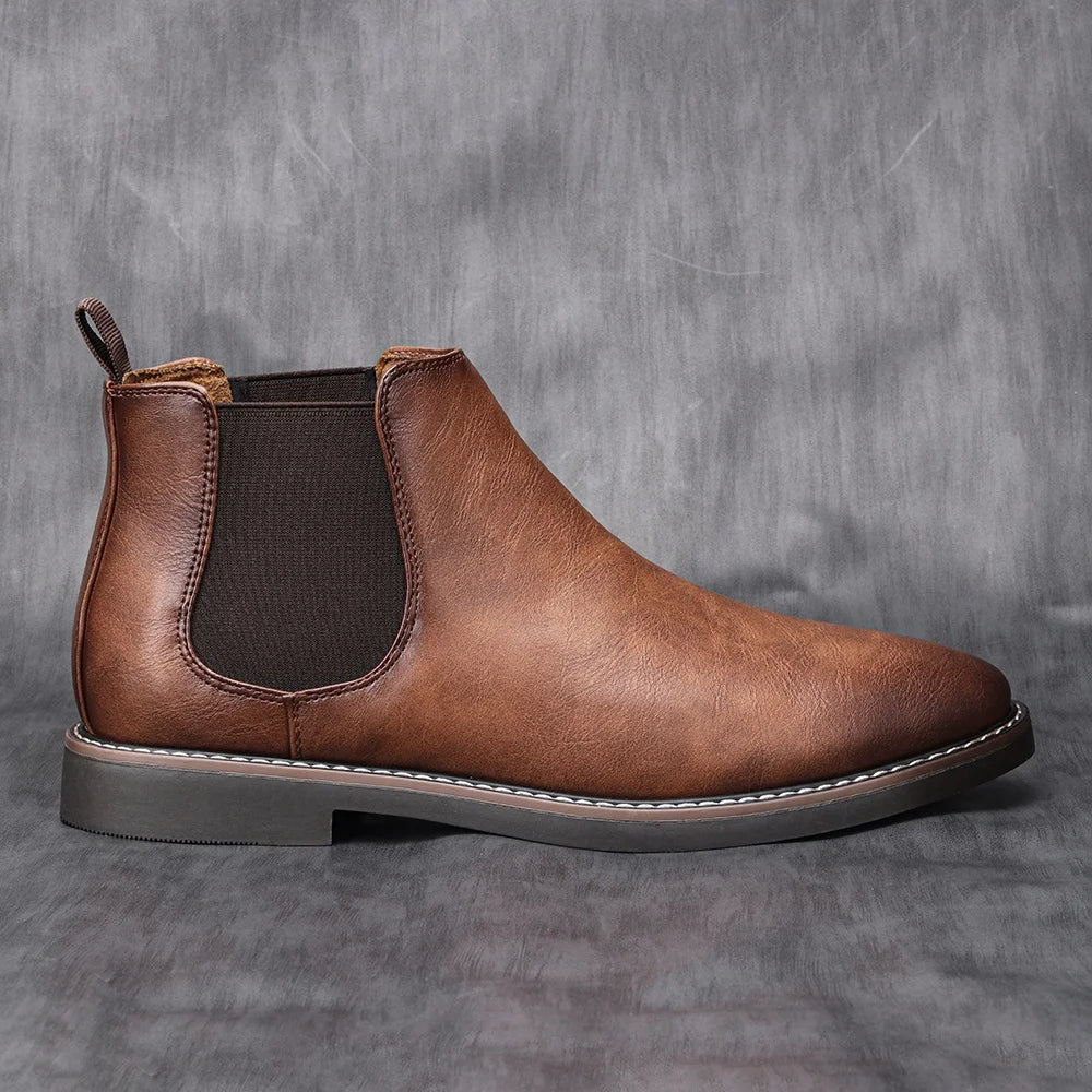 Men’s Retro Leather Ankle Boots – Comfortable 2026 Fashion Boots
