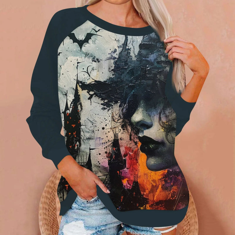Women'S Halloween Theme Print Tops - 18