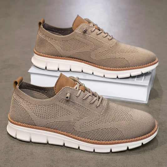 YRZL men's color-blocked casual sports shoes – breathable and anti-slip design beige

