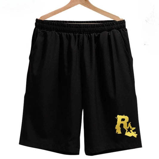 Men’s summer shorts inspired by Grand Theft style, featuring breathable, quick-dry fabric and bold graphic design