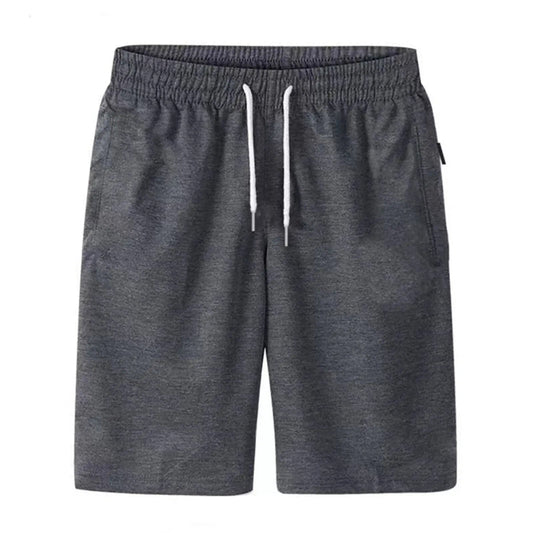 Men's lightweight drawstring beach shorts with zippered pockets – summer casual wear - gray
