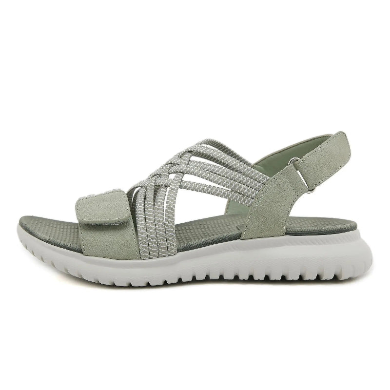 Light gray sandal with white sole on a white background