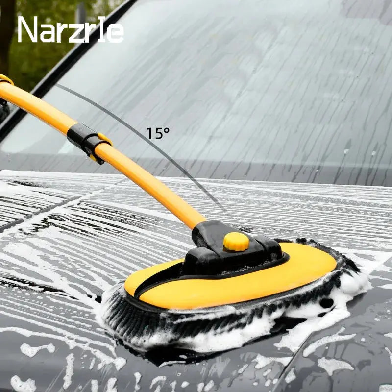 Telescoping car wash mop with long handle and bendable brush for easy cleaning  -3