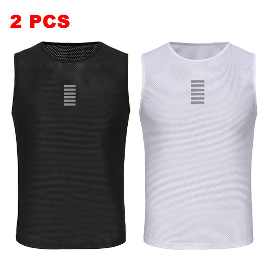 Set of two Rsantce 2024 men’s summer cycling undershirts designed with breathable mesh fabric