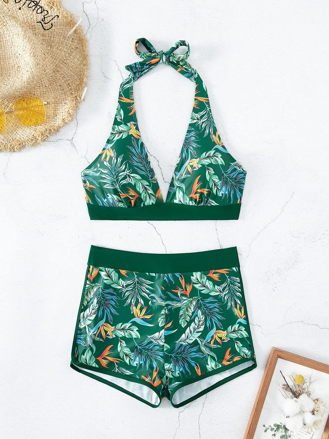 Women’s Halter Bikini Set | High Waist Printed Swimwear