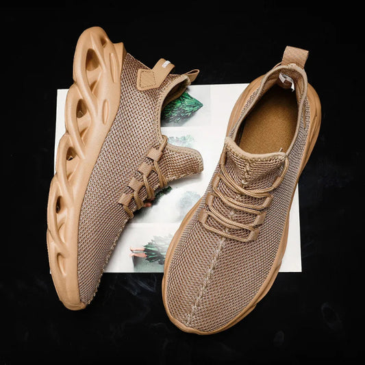 Brown men's breathable mesh outdoor sports running and walking shoes +
