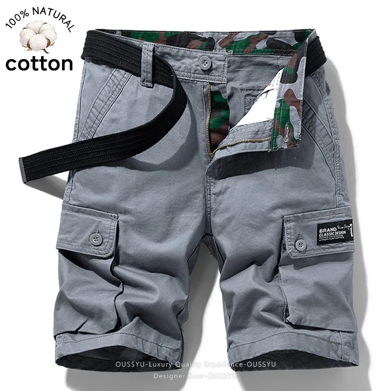 Brand Clothing Summer 100%Cotton Cargo Shorts Men Breeche Bermuda Beach Jogger Shorts Tactical Casual Shorts Male Dropshipping