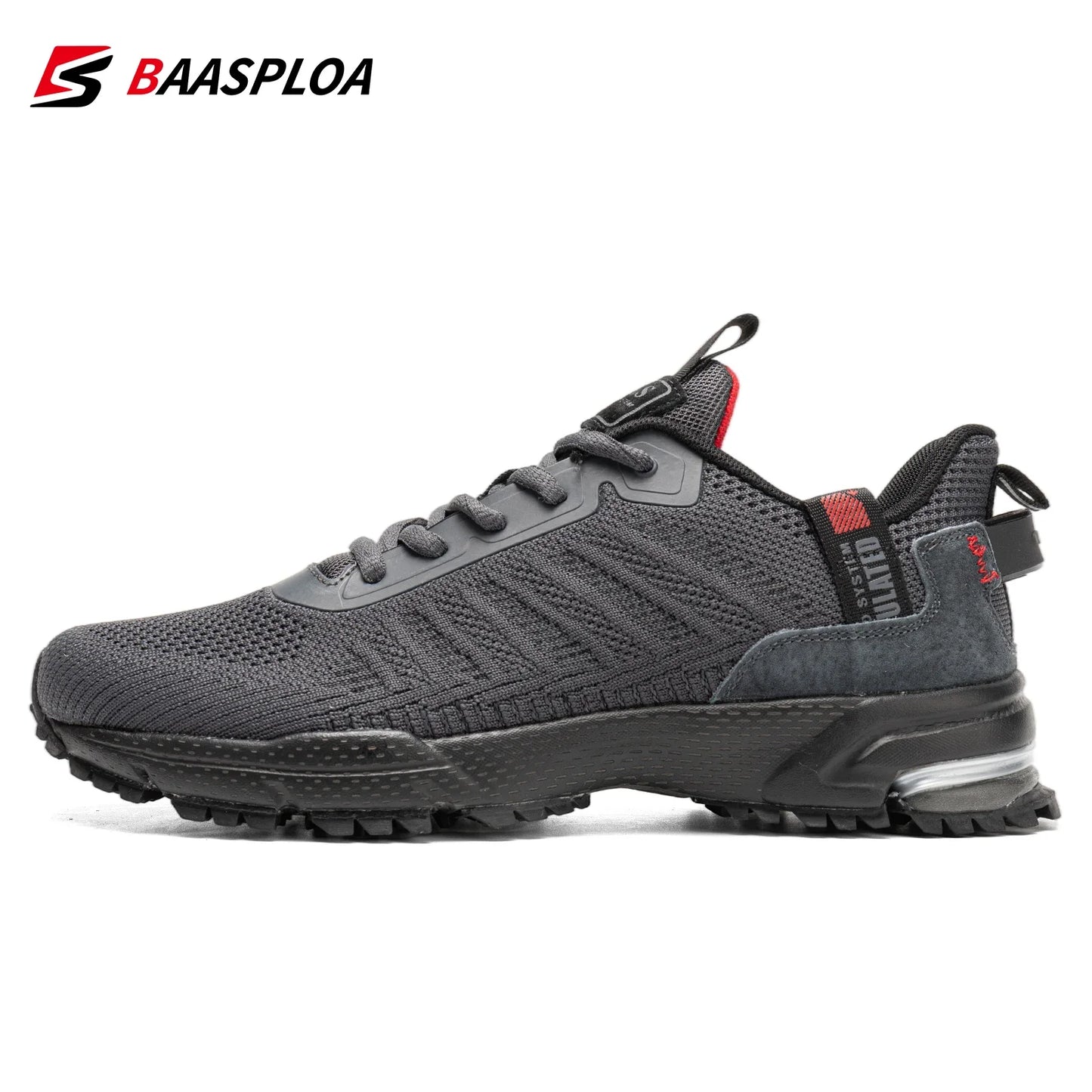 Baasploa men's mesh breathable running shoes – lightweight non-slip sneakers in plus size dark gray