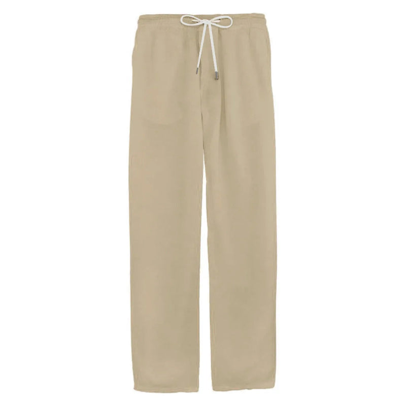  Men's Cotton Linen Long Pants - khaki